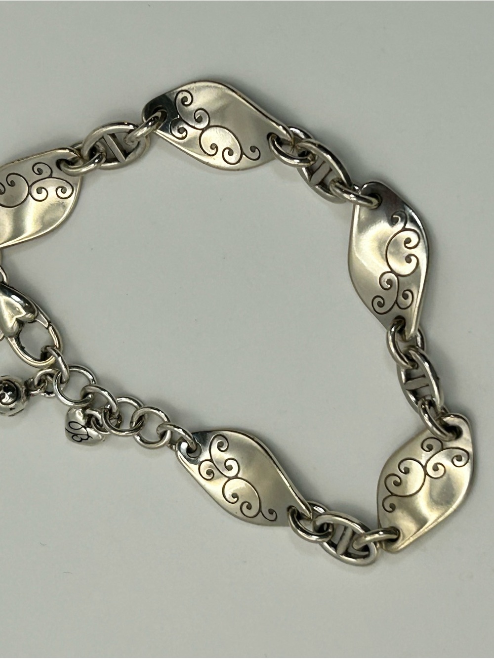 Brighton Twirl Twist Bracelet 8" Silver Plated Oval Link Vintage - Picture 5 of 10